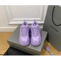 Top Design Balenciaga Triple S Trainers Sneakers in Calf Leather Signature/Purple 0223038