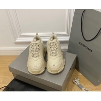 Best Grade Balenciaga Triple S Trainers Sneakers in Calf Leather Beige 0223041