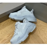 Shop Duplicate Balenciaga Triple S Trainers Sneakers in Leather and Mesh Dusty Blue 0223044