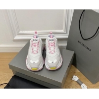 Good Quality Balenciaga Triple S Trainers Sneakers in Leather and Mesh Grey/Pink 0223045