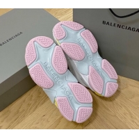 Good Quality Balenciaga Triple S Trainers Sneakers in Leather and Mesh Grey/Pink 0223045