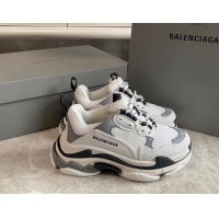 Charming Balenciaga Triple S Trainers Sneakers in Leather and Mesh White/Grey 0223050