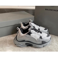 Classic Hot Balenciaga Triple S Trainers Sneakers in Leather and Mesh Black/Silver 0223052