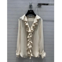 Super Quality Celine Silk Shirt C022309 Beige 2024