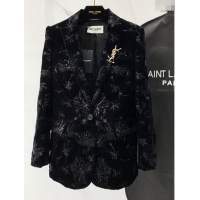 Buy Inexpensive Saint Laurent Sequin Jacket S11017 Black 2024