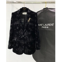 Buy Inexpensive Saint Laurent Sequin Jacket S11017 Black 2024