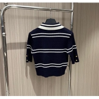 Affordable Price Saint Laurent Cotton Short-sleeved Sweater S022632 Blue 2024