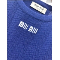 Affordable Price Miu Miu Knit T-shirt M11221 Blue 2024