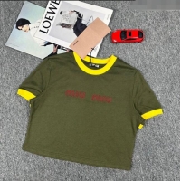 ​Most Popular  Miu Miu Cotton Short T-shirt M21947 Green 2024