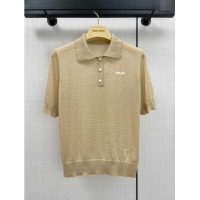 Traditional Discount Miu Miu Knit T-shirt M21948 Beige/Gold 2024