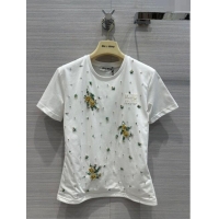 ​Good Taste Miu Miu Crystal Cotton T-shirt M21953 White 2024