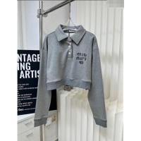 Famous Brand Miu Miu Cotton Sweatershirt M022705 Grey 2024