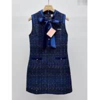 Well Crafted Miu Miu Tweed Dress M030707 Blue 2024