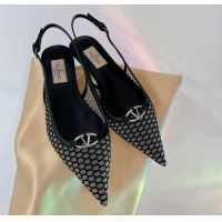 Purchase Valentino The Bold Edition VLogo Slingback Pumps 3cm in Mesh Black 0227051