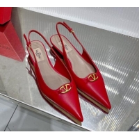 Good Quality Valentino The Bold Edition VLogo Slingback Pumps 3cm in Calfskin Red 0227053