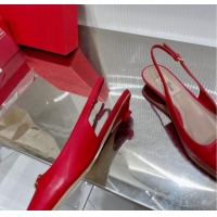 Good Quality Valentino The Bold Edition VLogo Slingback Pumps 3cm in Calfskin Red 0227053