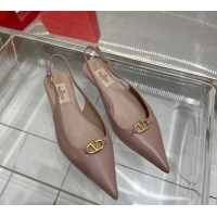 Low Cost Valentino The Bold Edition VLogo Slingback Pumps 3cm in Calfskin Nude 227056