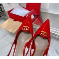 Best Grade Valentino The Bold Edition VLogo Slingback Pumps 6cm in Patent Leather Red 227057