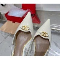 Low Price Valentino The Bold Edition VLogo Slingback Pumps 6cm in Patent Leather White 0227058