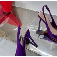 Top Grade Valentino The Bold Edition VLogo Slingback Pumps 9cm in Satin with Crystals Purple 0227061