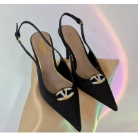 Best Product Valentino The Bold Edition VLogo Slingback Pumps 9cm in Satin with Crystals Black 0227062