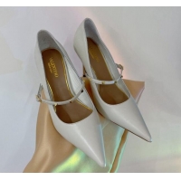 Durable Valentino Roman Stud Mary Janes Pumps 9.5cm in Calfskin White 0227066