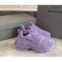 Generous Balenciaga Triple S Trainers Sneakers in Leather and Mesh Purple 0223053