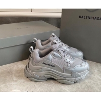 Buy Luxury Balenciaga Triple S Trainers Sneakers in Leather and Mesh Silver 0223054