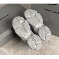 Buy Luxury Balenciaga Triple S Trainers Sneakers in Leather and Mesh Silver 0223054