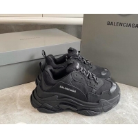 Shop Duplicate Balenciaga Triple S Trainers Sneakers in Leather and Mesh Black 0223055