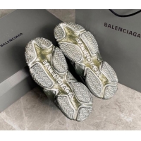 Best Price Balenciaga Triple S Trainers Sneakers in Leather and Mesh Distressed Green 0223056