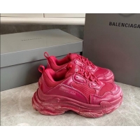 Buy Discount Balenciaga Triple S Trainers Sneakers in Leather and Mesh Distressed Red 0223058