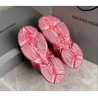 Buy Discount Balenciaga Triple S Trainers Sneakers in Leather and Mesh Distressed Red 0223058