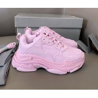 Most Popular Balenciaga Triple S Trainers Sneakers in Calf Leather Signature/Pink 223064