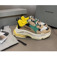 Pretty Style Balenciaga Triple S Trainers Sneakers in Leather and Mesh Yellow/Green 0223067