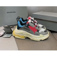 Good Quality Balenciaga Triple S Trainers Sneakers in Leather and Mesh Blue/Red 0223068