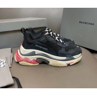 Good Looking Balenciaga Triple S Trainers Sneakers in Leather and Mesh Black/Red 223072