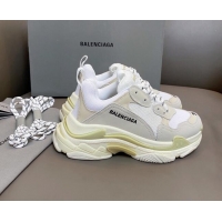 Top Grade Balenciaga Triple S Trainers Sneakers in Leather and Mesh White 0223079