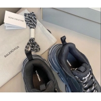 Best Product Balenciaga Triple S Trainers Sneakers in Leather and Mesh Black 0223080