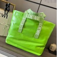 Reasonable Price Loewe Fold Shopper Tote Bag in Paper Calfskin 052301 Lime Green 2023