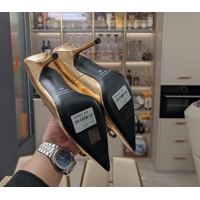 Good Quality Balenciaga Square Knife BB Pumps 10cm in Metallic Effect Calfskin Champagne 0321119