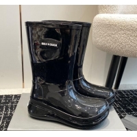 Low Price Balenciaga Patent Rubber Rain Boots Black 0321126