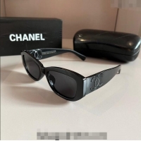 Luxury New Chanel Sunglasses 030401 All Black 2024