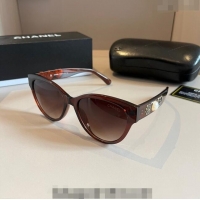 Cheapest Chanel Sunglasses with Heart Charm 0304 Brown 2024