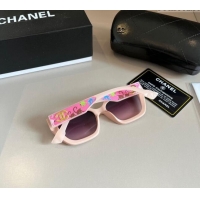 Luxury New Chanel Sunglasses with Colored 0305 Print Pink 2024