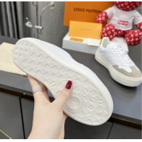 Perfect Louis Vuitton V Groovy Platform Sneakers in Monogram Leather and Suede White/Grey 0226114