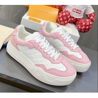 Best Price Louis Vuitton V Groovy Platform Sneakers in Monogram Leather White/Pink 0226115