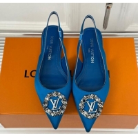 Best Product Louis Vuitton Met Slingback Ballerinas Flat in Satin Blue 226119