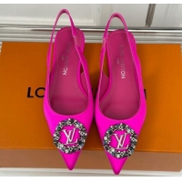 Grade Quality Louis Vuitton Met Slingback Ballerinas Flat in Satin Dark Pink 0226122