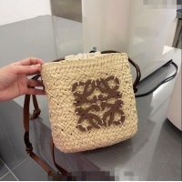 Famous Brand Loewe Straw Crossbody Bag 0713 Beige/Brown 2023